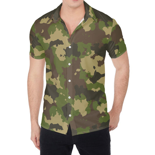 Classic Green Camouflage Print Men's Shirt
