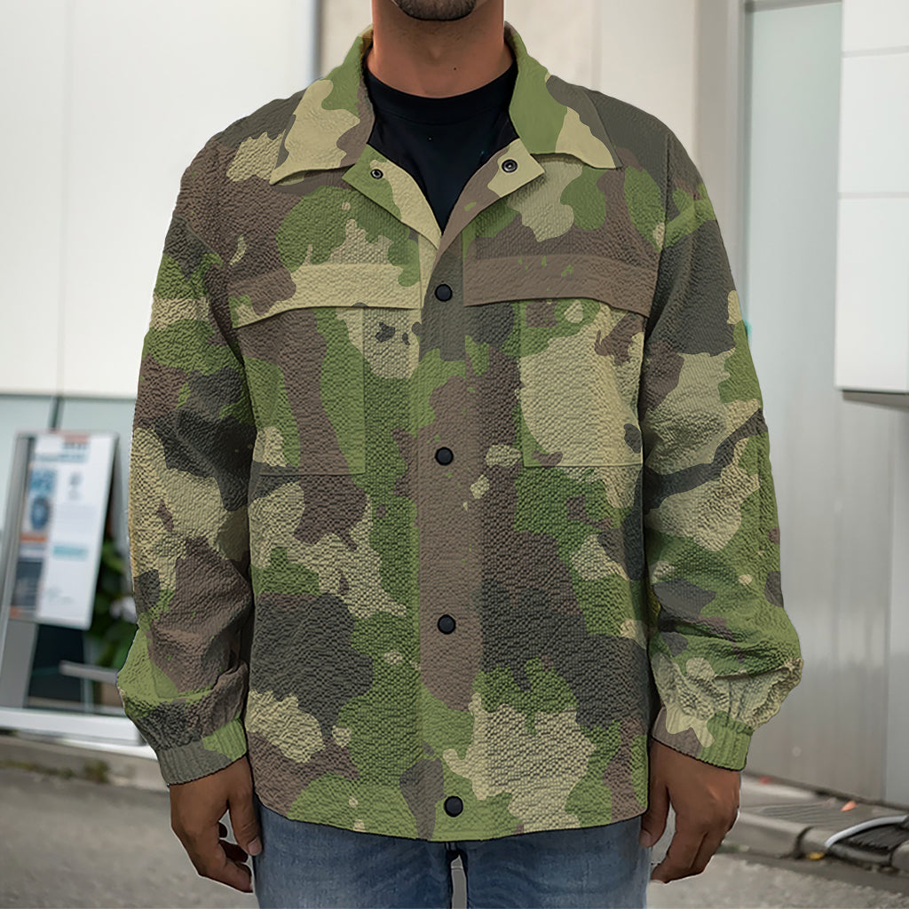 Classic Green Camouflage Print Men's Shirt Jacket