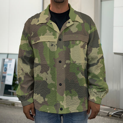 Classic Green Camouflage Print Men's Shirt Jacket