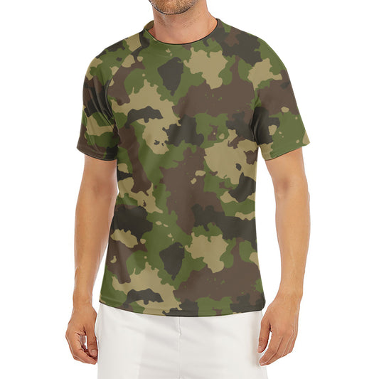 Classic Green Camouflage Print Men's Short Sleeve Rash Guard