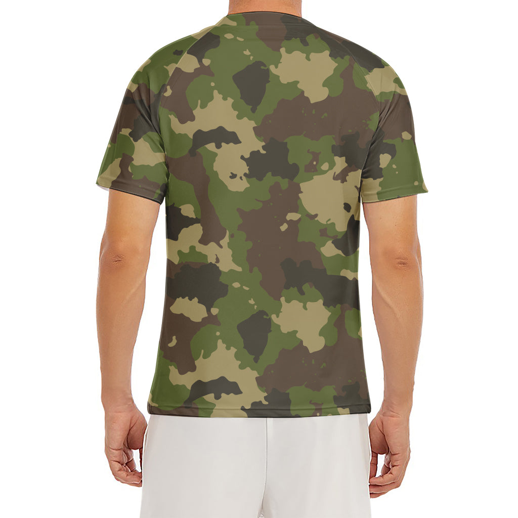 Classic Green Camouflage Print Men's Short Sleeve Rash Guard