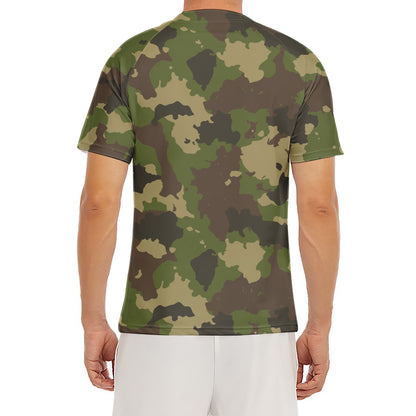 Classic Green Camouflage Print Men's Short Sleeve Rash Guard