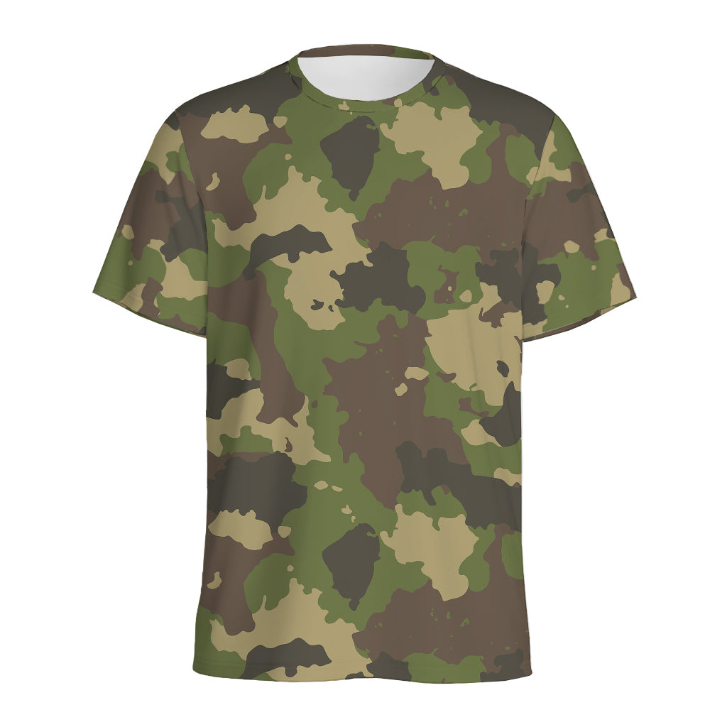 Classic Green Camouflage Print Men's Sports T-Shirt