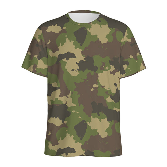 Classic Green Camouflage Print Men's Sports T-Shirt