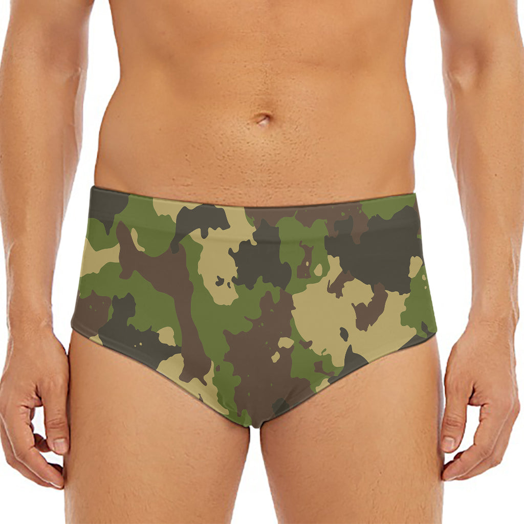 Classic Green Camouflage Print Men's Triangle Swim Briefs