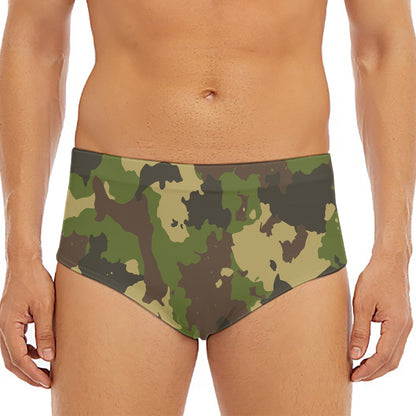 Classic Green Camouflage Print Men's Triangle Swim Briefs