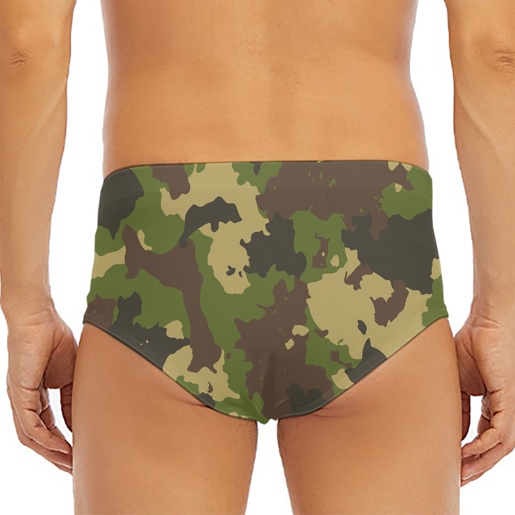 Classic Green Camouflage Print Men's Triangle Swim Briefs