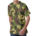 Classic Green Camouflage Print Men's Velvet T-Shirt
