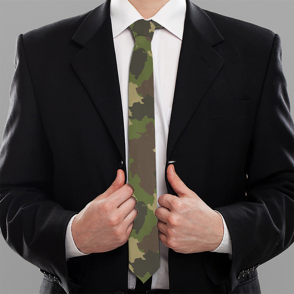 Classic Green Camouflage Print Necktie