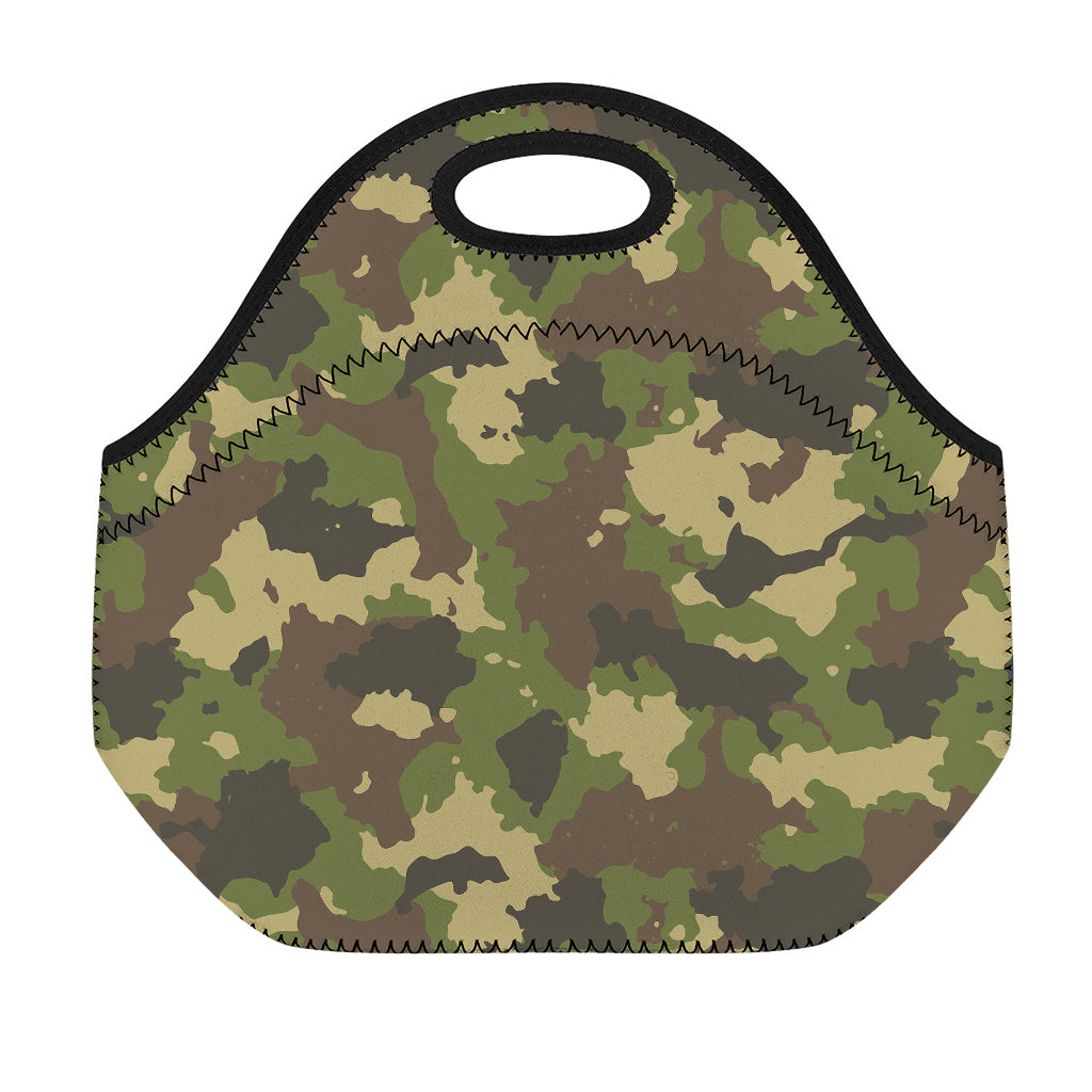 Classic Green Camouflage Print Neoprene Lunch Bag