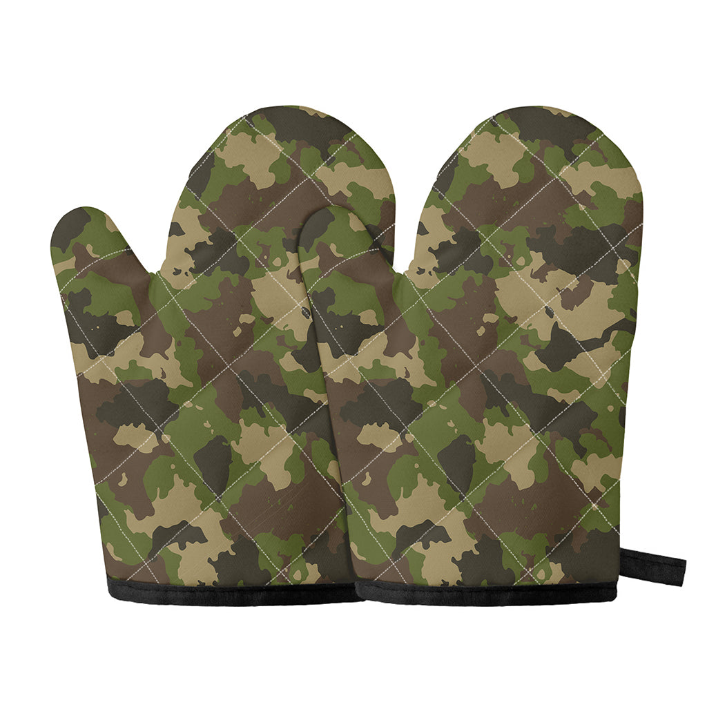 Classic Green Camouflage Print Oven Mitts