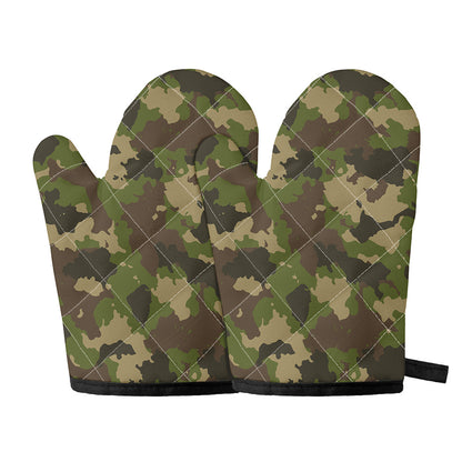 Classic Green Camouflage Print Oven Mitts