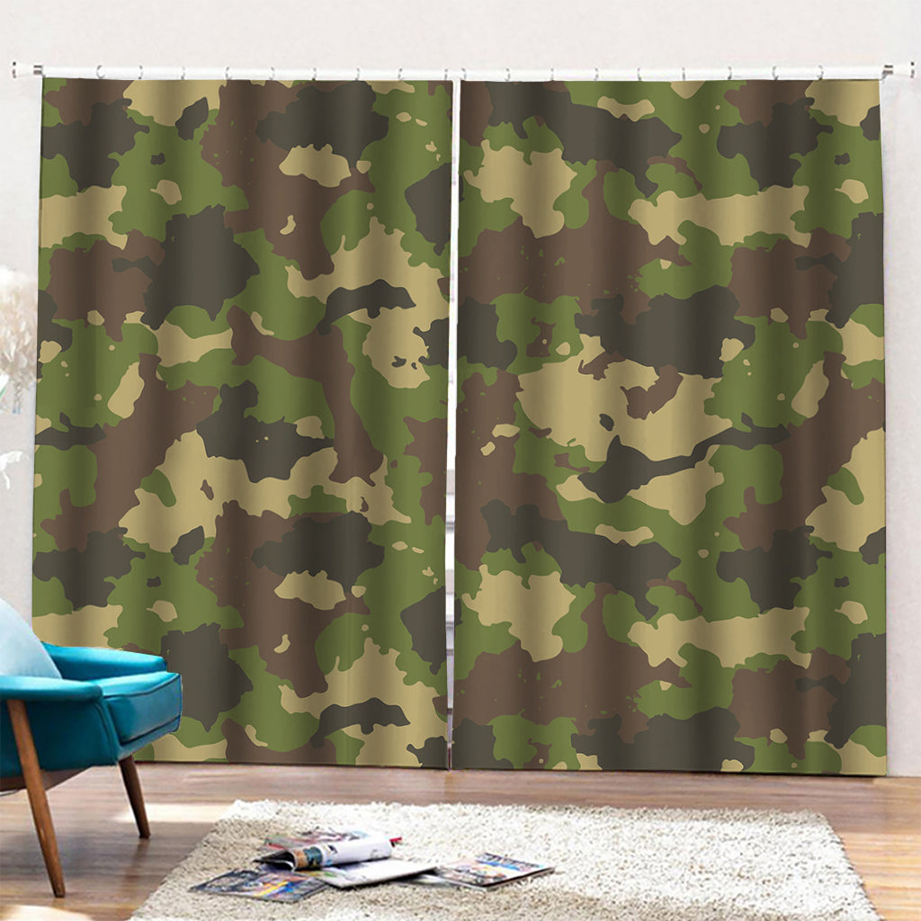 Classic Green Camouflage Print Pencil Pleat Curtains