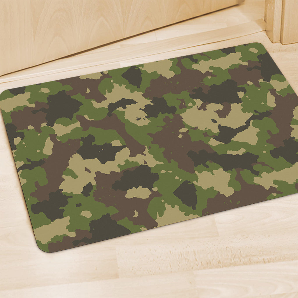 Classic Green Camouflage Print Polyester Doormat