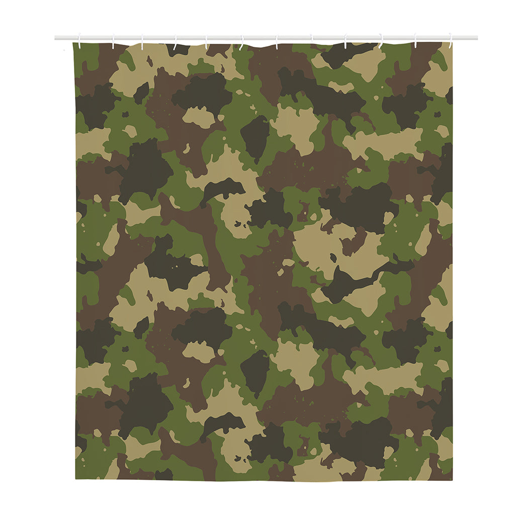Classic Green Camouflage Print Polyester Shower Curtain