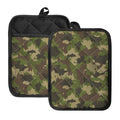 Classic Green Camouflage Print Pot Holders With Pocket