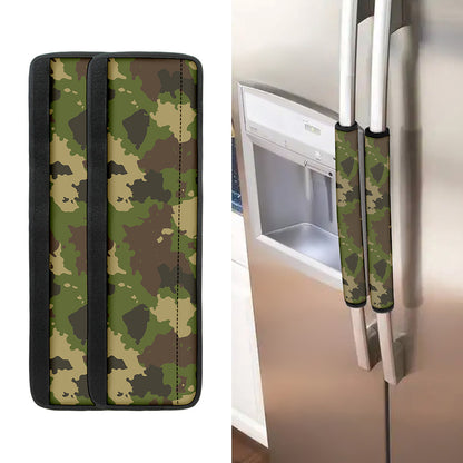 Classic Green Camouflage Print Refrigerator Handle Covers