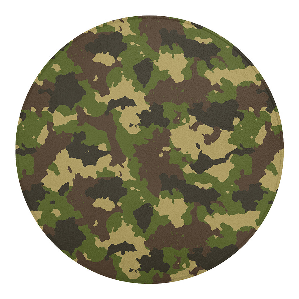 Classic Green Camouflage Print Round Blanket