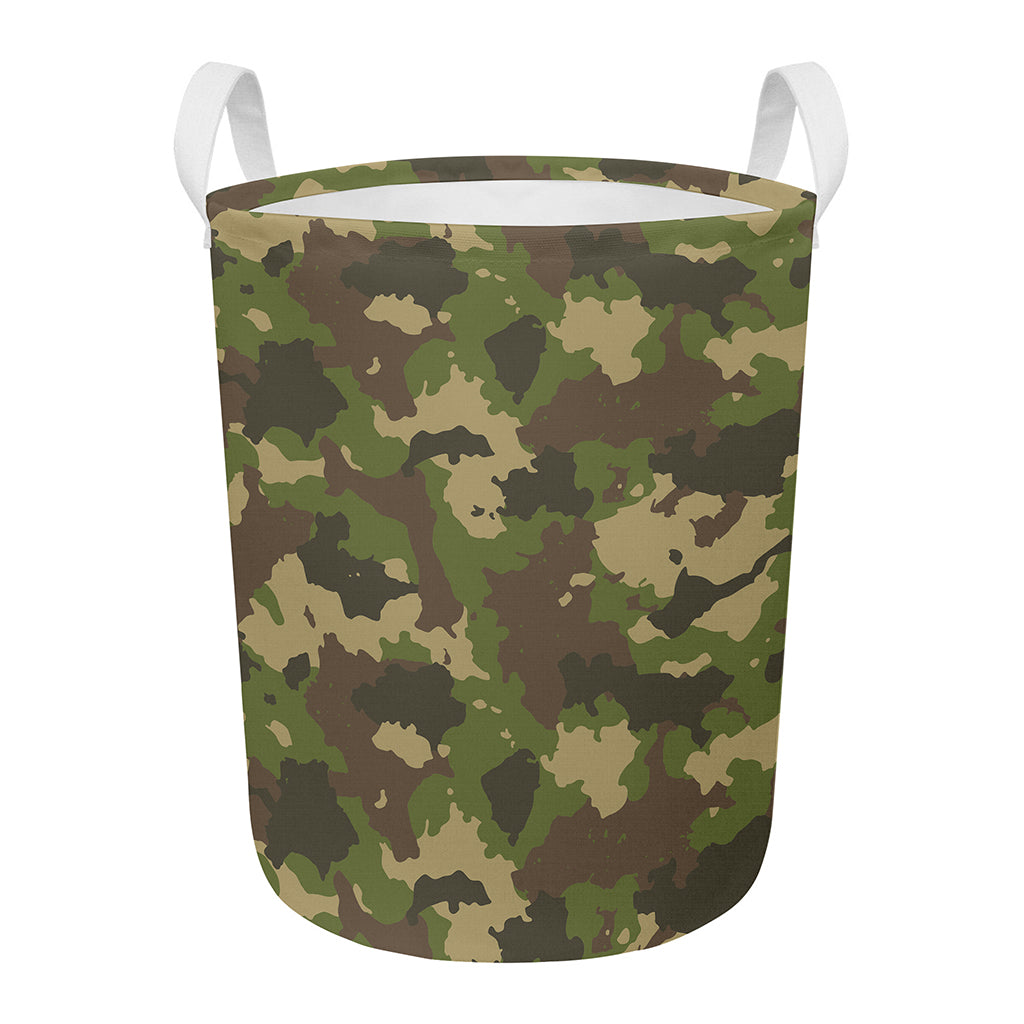 Classic Green Camouflage Print Round Laundry Basket