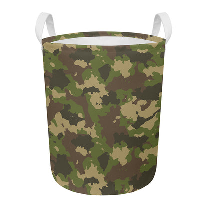 Classic Green Camouflage Print Round Laundry Basket