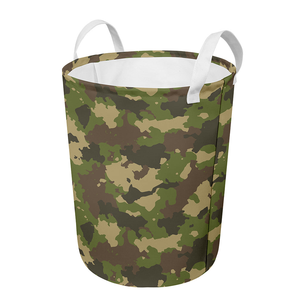 Classic Green Camouflage Print Round Laundry Basket