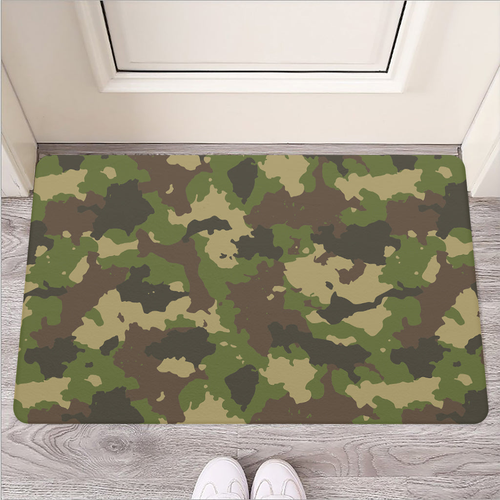 Classic Green Camouflage Print Rubber Doormat