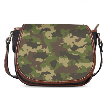 Classic Green Camouflage Print Saddle Bag