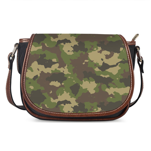 Classic Green Camouflage Print Saddle Bag