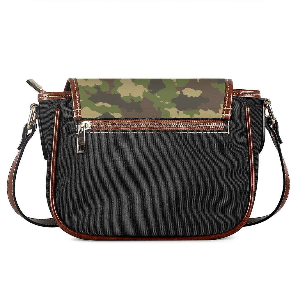 Classic Green Camouflage Print Saddle Bag