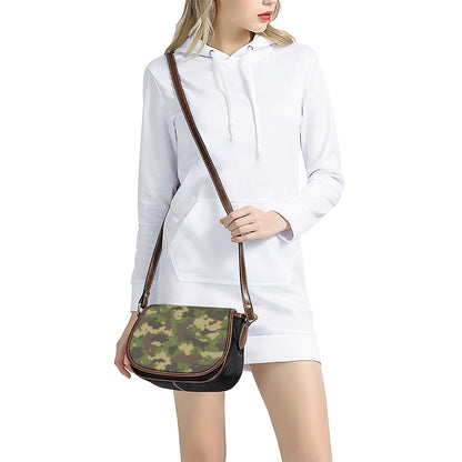 Classic Green Camouflage Print Saddle Bag