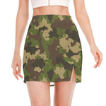 Classic Green Camouflage Print Side Slit Mini Skirt