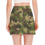 Classic Green Camouflage Print Side Slit Mini Skirt