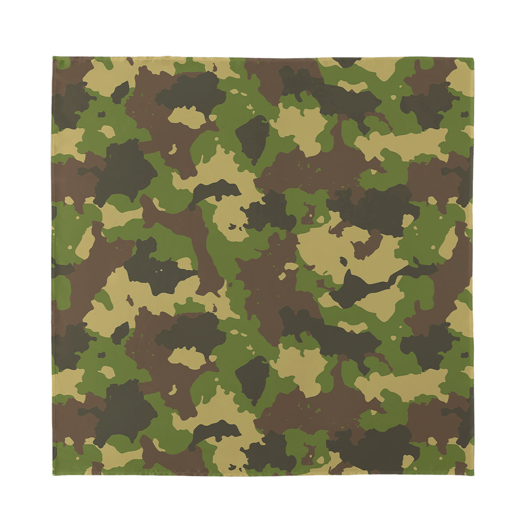Classic Green Camouflage Print Silk Bandana
