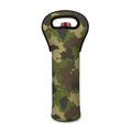 Classic Green Camouflage Print Single Neoprene Wine Tote