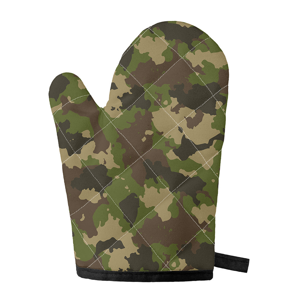 Classic Green Camouflage Print Single Oven Mitt