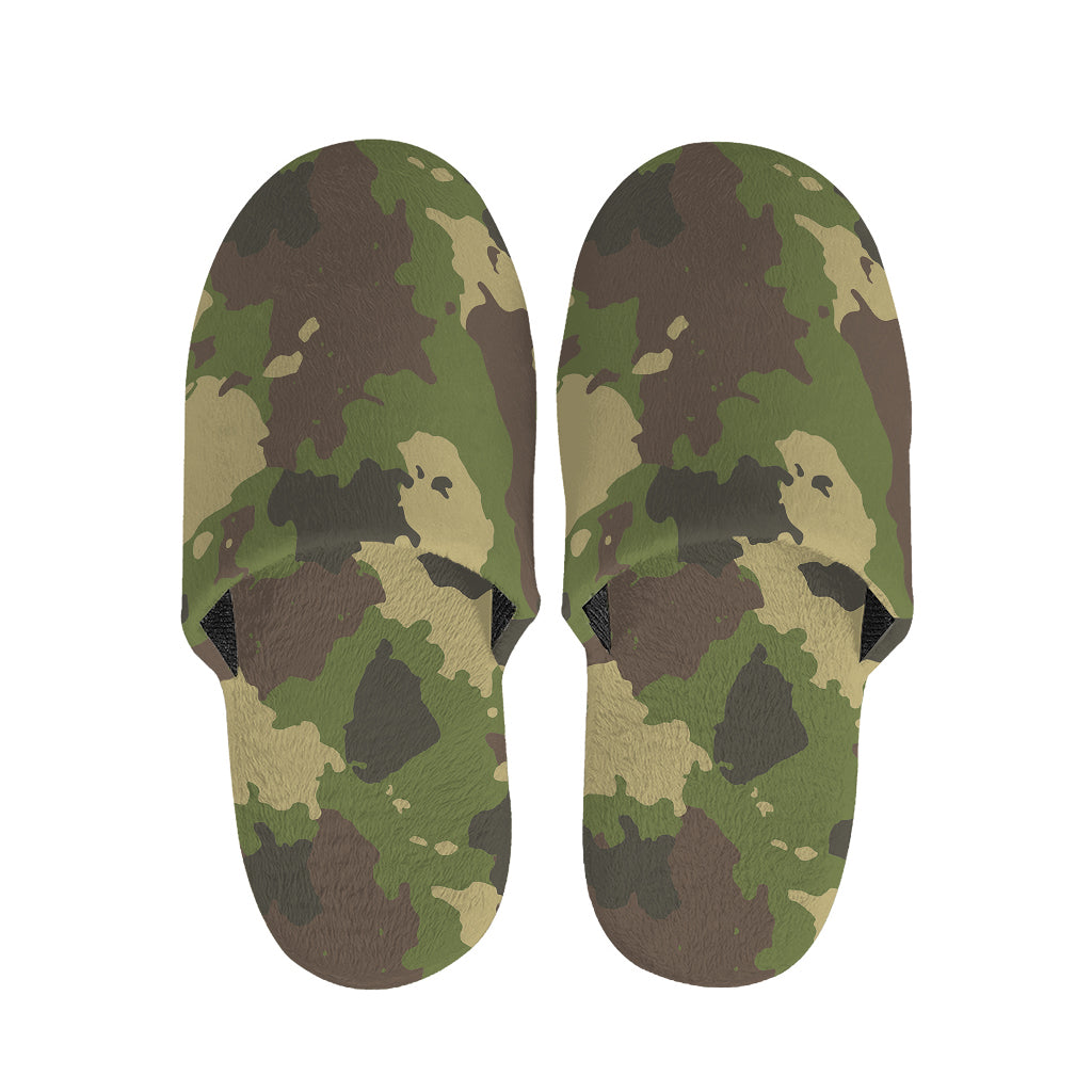 Classic Green Camouflage Print Slippers