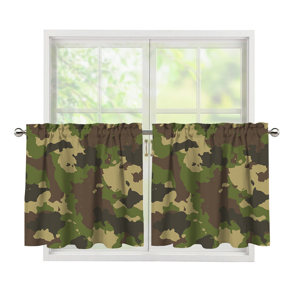 Classic Green Camouflage Print Tier Curtains