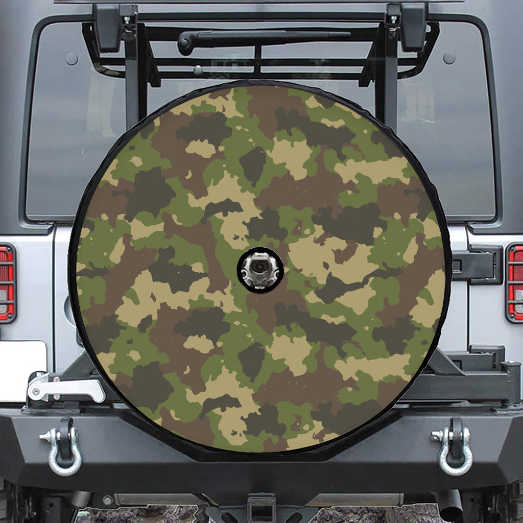 Classic Green Camouflage Print Tire Cover With Camera Hole