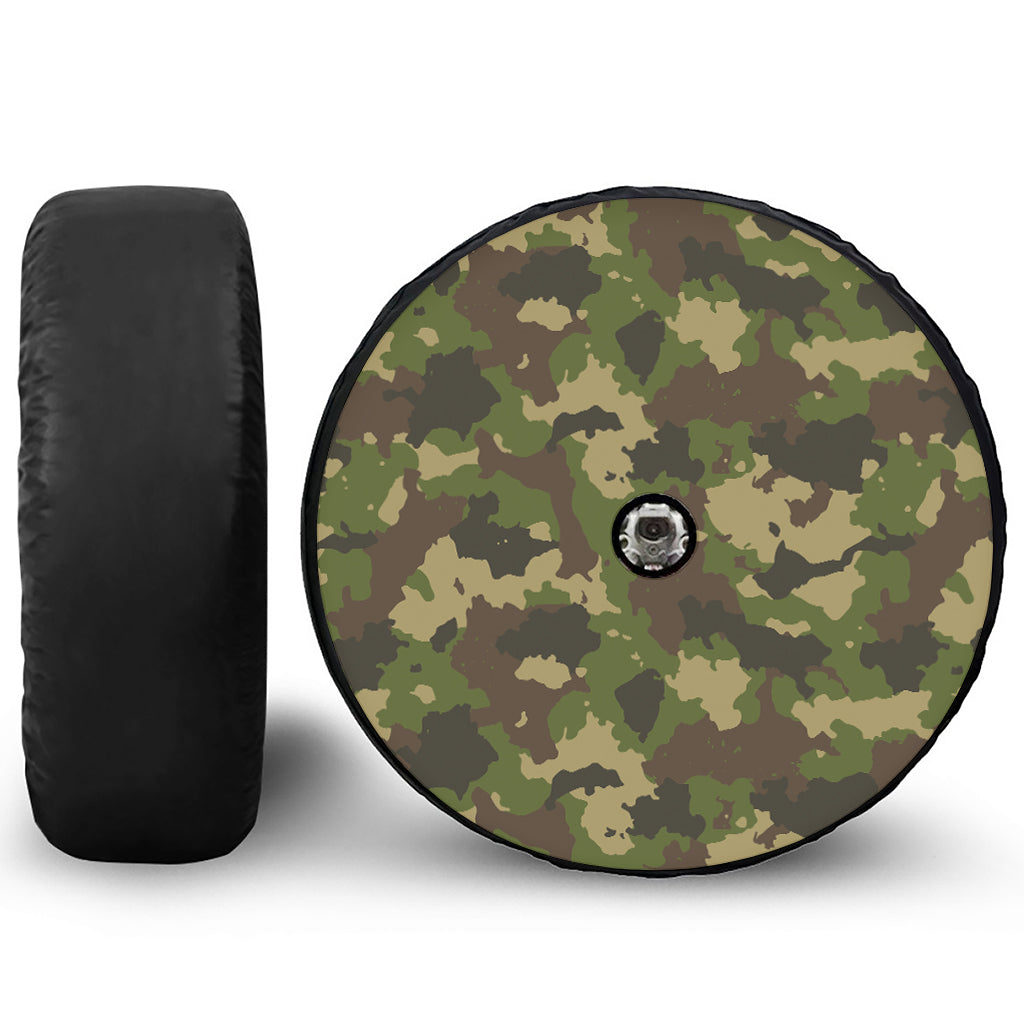 Classic Green Camouflage Print Tire Cover With Camera Hole