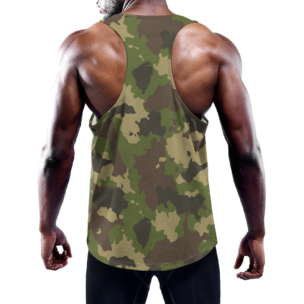 Classic Green Camouflage Print Training Tank Top