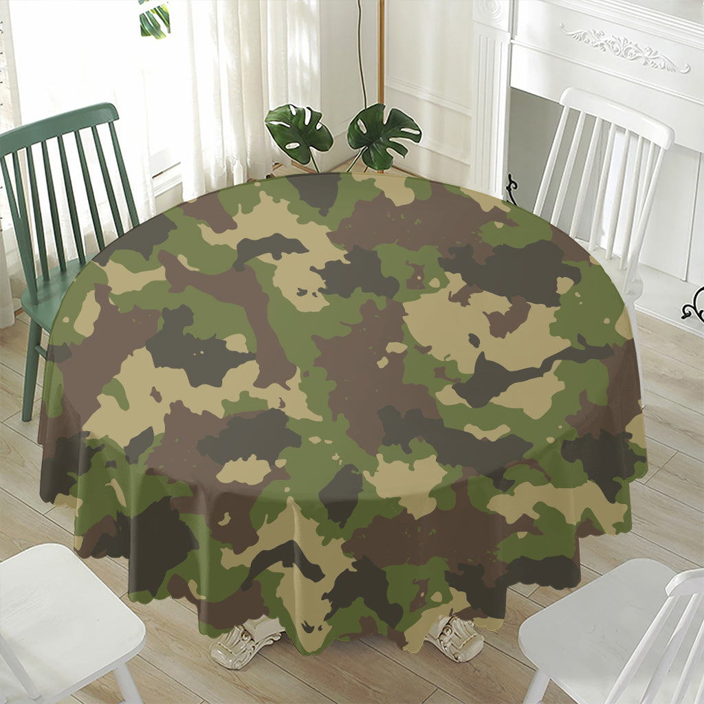 Classic Green Camouflage Print Waterproof Round Tablecloth