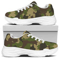 Classic Green Camouflage Print White Chunky Shoes