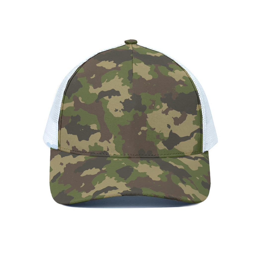 Classic Green Camouflage Print White Mesh Trucker Cap