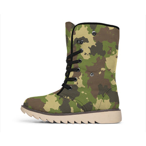 Classic Green Camouflage Print Winter Boots