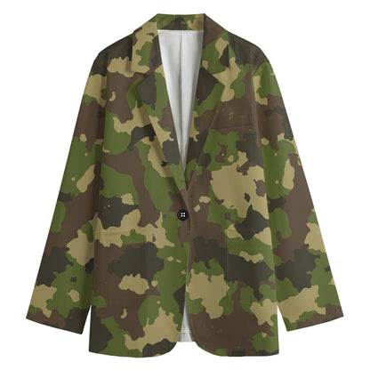 Classic Green Camouflage Print Women's Blazer