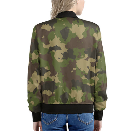 Classic Green Camouflage Print Women's Bomber Jacket