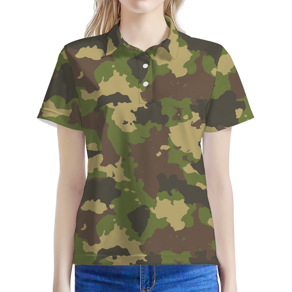 Classic Green Camouflage Print Women's Polo Shirt