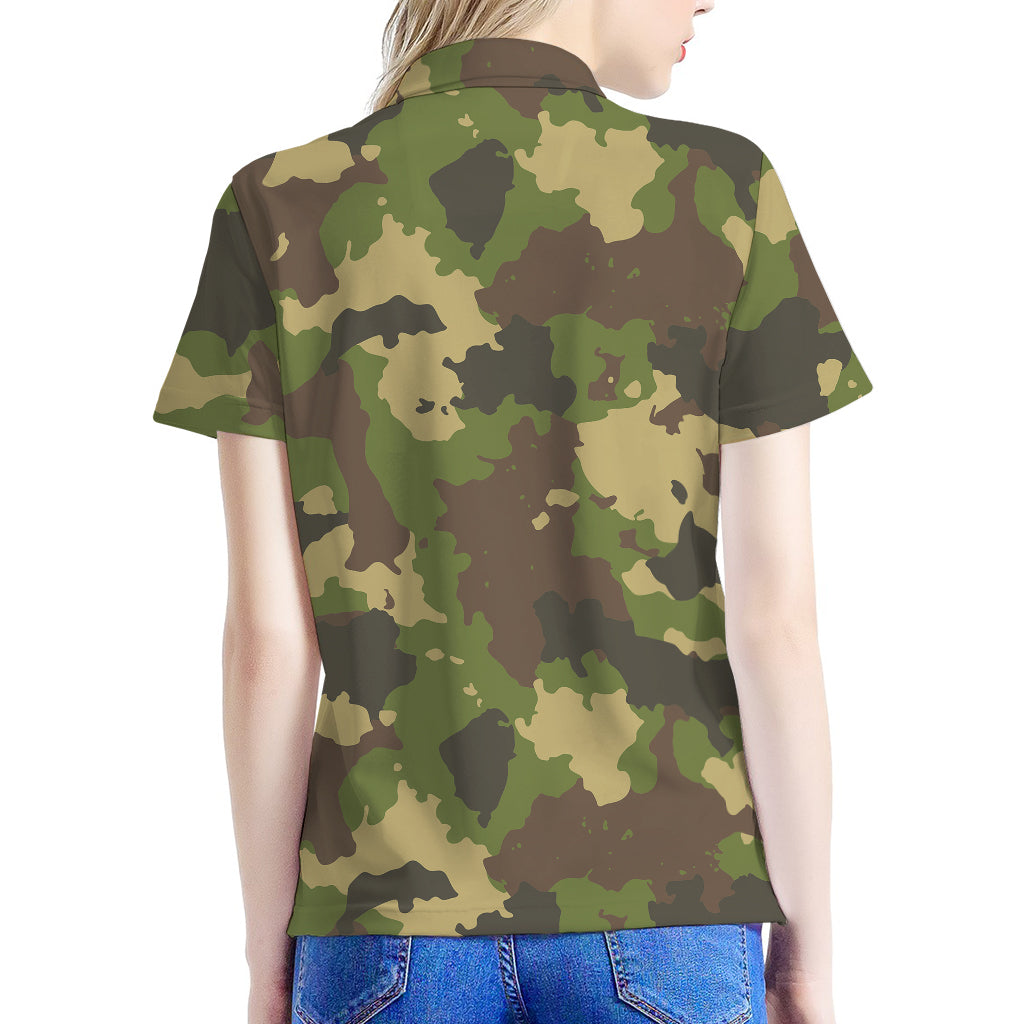 Classic Green Camouflage Print Women's Polo Shirt