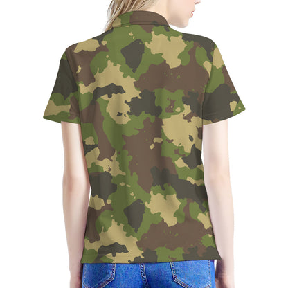 Classic Green Camouflage Print Women's Polo Shirt