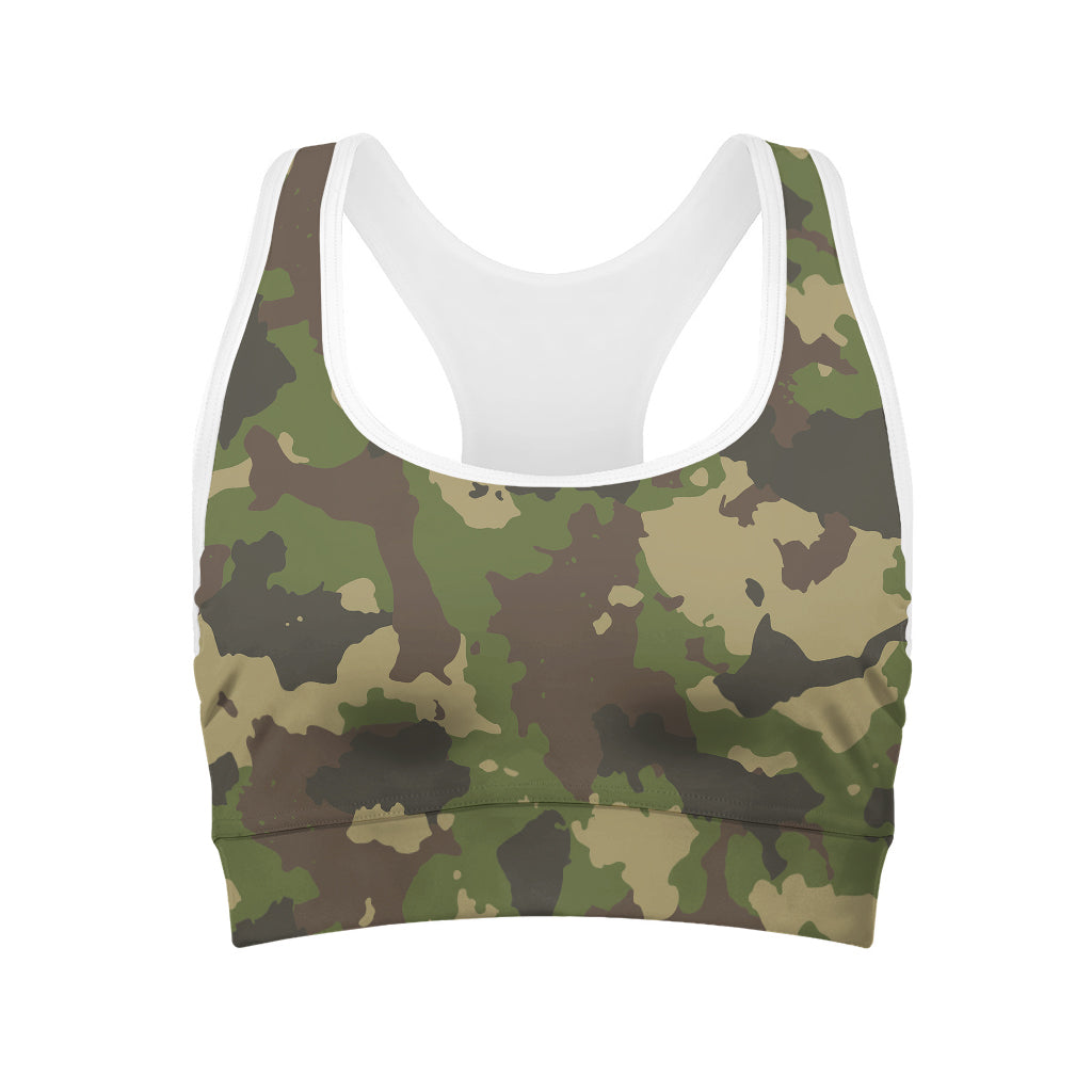 Classic Green Camouflage Print Women's Sports Bra
